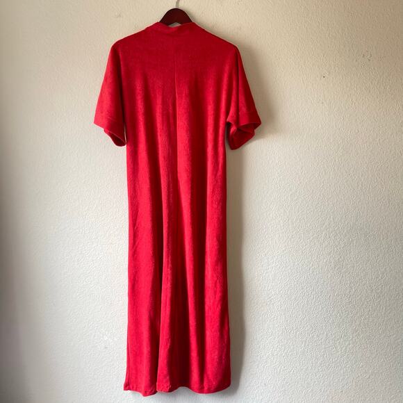 Vintage 70s red towel terry cloth midi dress size‎ small - Picture 3 of 4